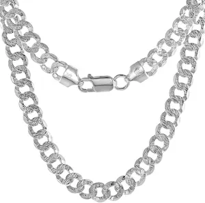 Sterling Silver Pave Flat Link Chain, Sterling Silver 8mm Bracelet and necklace