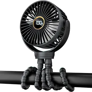 Mini Car Cooling Fan | Summer Essential,Portable car fan, Stroller Fan, Mini Portable Fan with Light, 3 Speeds Battery Operated Small Handheld Desk Fan, 360° Rotate Flexible Tripod Clip On Fan for Car Seat Crib Travel Black