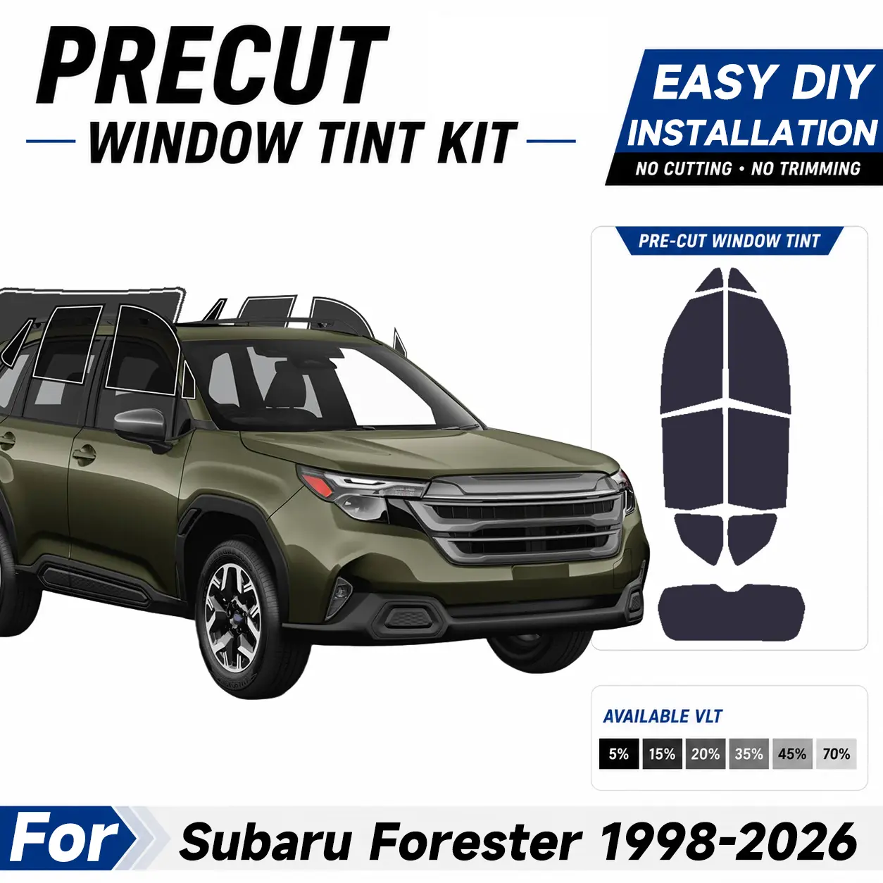 Pre Cut Window Tints for Subaru Forester 1998-2026, Computer precut Car Sunshade Windshield window tint for vehicles