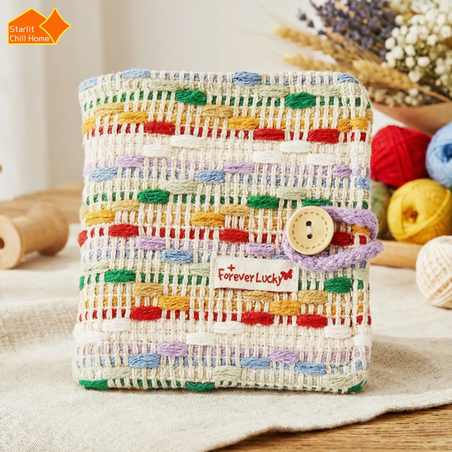 3-Inch Cotton Fabric Checkered Modern Mini Photo Album & Photocard Box - Lock-Free Portable Home Supplies, Easy to Carry & View, Winter Warm Decor Gift for Family, Photo Book