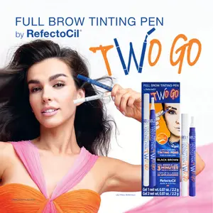 Full Brow 3 Minute Tinting Pen by RefectoCil Two GO  - Black Brown, Smudge-Proof, Waterproof, Semi-Permanent Eyebrow Tint, 20 Applications, Vegan & Cruelty-Free - Makeup