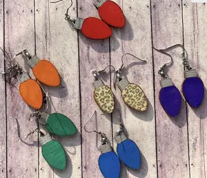 Christmas Light Earrings, wood earrings, dangle earrings