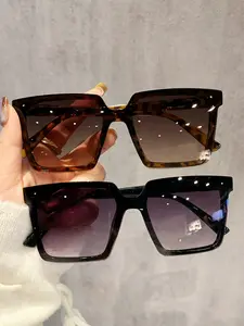 2 Pairs Unisex Large Frame Trendy Square Sunglasses, Fashionable Comfortable Eyewear for Women, Outdoor Activities, Parties, Travel, Driving, Fishing