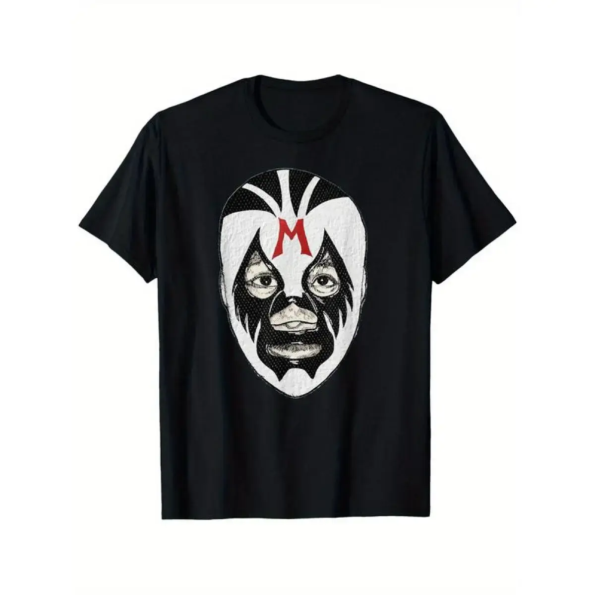 Men's Mil Mascaras Mexican Movies Wrestler Legend Tee, 180g Cotton Fabric Casual Top, Short Sleeves, Relaxed Fit