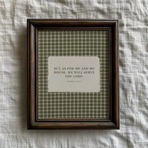 Vintage Green Gingham Christian Poster Unframed But As For Me and My House Bible Verse Wall Art Rustic Farmhouse Scripture Home Decor Christian Gift