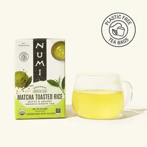 Numi Matcha Toasted Rice Tea - Organic Genmaicha & Sencha Blend with Nutty Savory Flavor - Plastic Free Tea Bags - Smooth Rich Brew