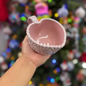 Pink taza corazón hand made mug
