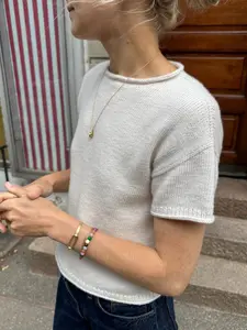 Summer Sale High-End Simple Round Neck Short Sleeve Sweater, Versatile Solid Color Knit Top for Women, Casual Slim-Fitting Pullover Knitwear