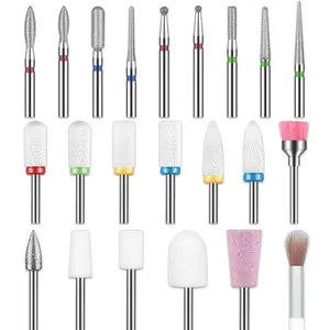 22pcs Nail Drill Bits Set, Professional 3/32'' Ceramic Safety Drill Bits Nail Tech, Cuticle Remover Drill Bit for Acrylic Gel Efile Nail Drill, Nail Manicure Pedicure Set, Salon Home