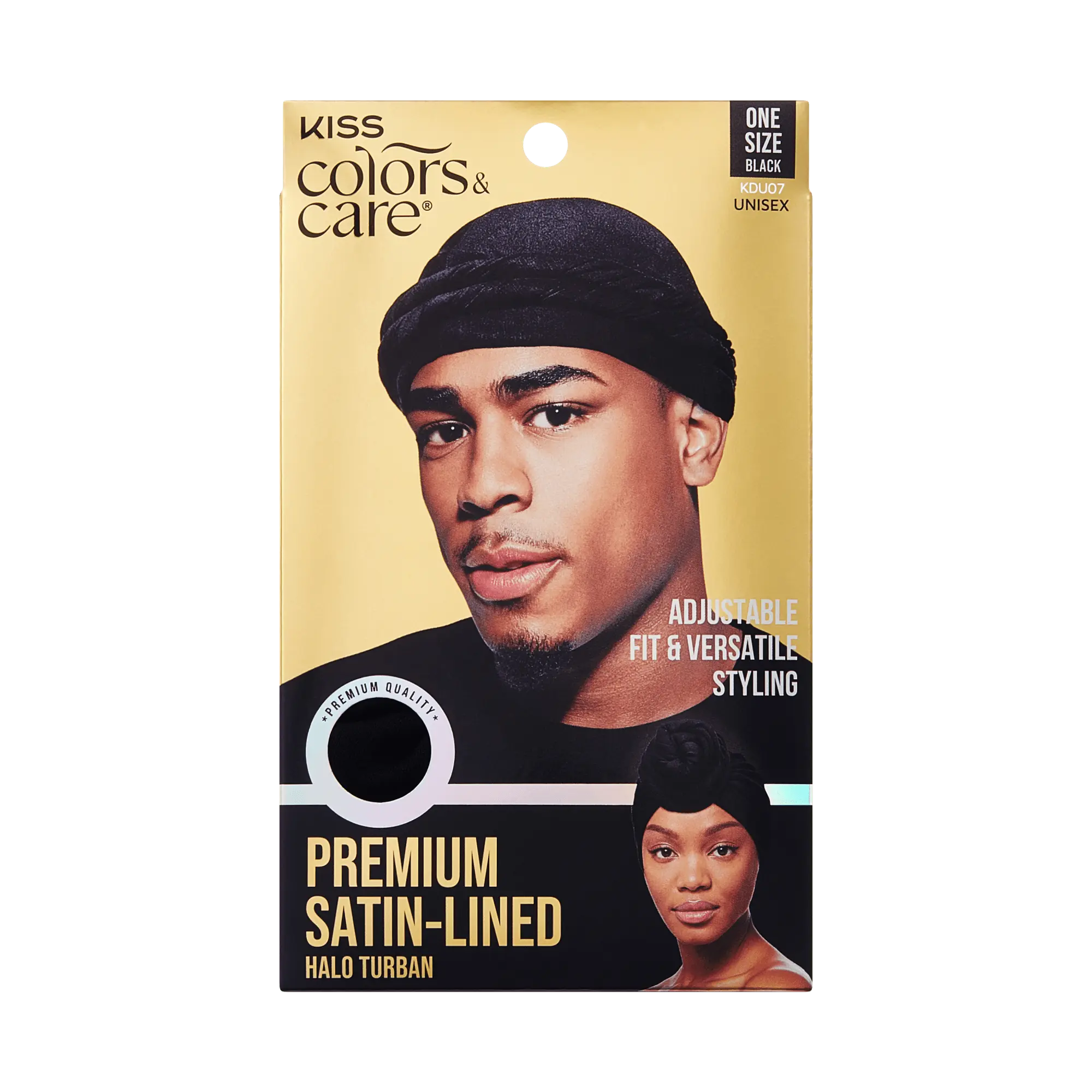 Kiss Colors & Care Premium Satin-Lined Halo Turban, Black Kiss Colors & Care Premium Satin-Lined Halo Turban, Black