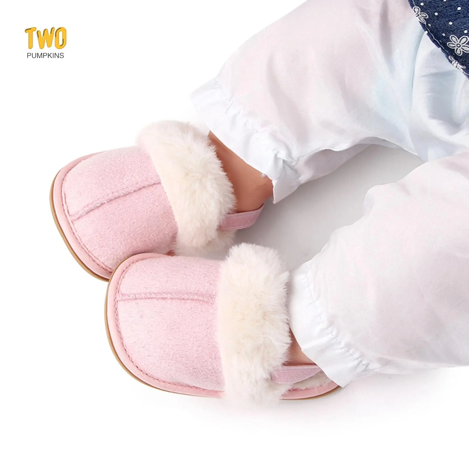 Baby House Slippers Toddlers Infants Fuzzy Slippers 0-18 Months Boys Girls Cozy warm Shoes with Heel Strap