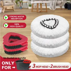 Kleoa Ulop Back-Saver Microfiber Towel Scrub Brush & Mop Refills, Easy Snap-On Replacements for O-Cedar Home Care Mops