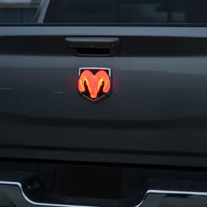 Car LED lights, suitable for 2009-2018 RAM LED tailgate emblem, Dodge ram head tailgate badge, car accessories, car decorations, Ram LED lights, RAM1500, 2500, 3500, enhances car appearance, ram head LED emblem