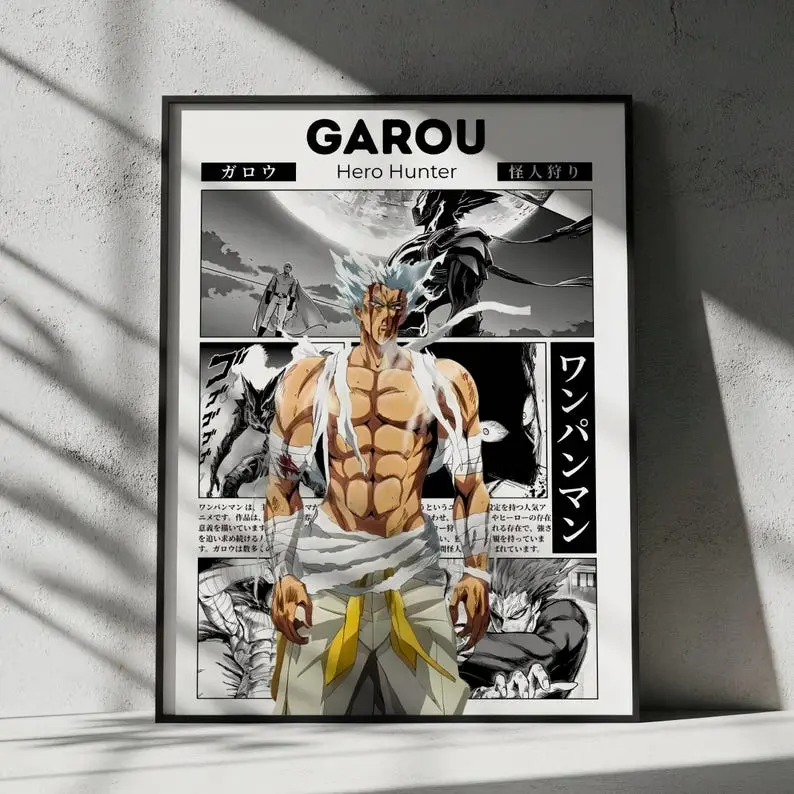 Garou One Punch Man Anime Poster, Manga Wall Artwork Prints, Home Decor Gift l Home Decoration Poster