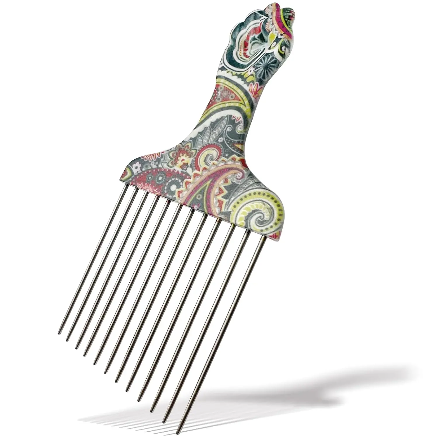 Stainless Steel Professional Detangler Comb with Metal Pick - Hair Tools for Afro/Coily Locks, Multifunctional Thick Hair Dematting Tool, Unisex Ultra Compact Hairstyling Aid