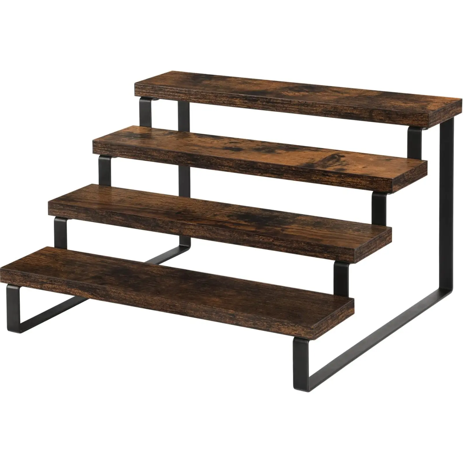 4-Tier Wooden Display Riser Stand - Durable Home Organizer Storage Rack for Cologne, Spices, Candles, Bedroom Office Storage Accessories