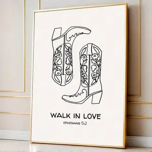 Cowgirl Boots Pattern Unframed Painting, Modern Canvas Wall Art, Artwork, Modern Art Design, Wall Decor for Home Living Room Bedroom Study Room, Ornaments, Modern Home Decoration