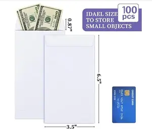 100 Pack Cash Envelopes for Budgeting, 6.7 x 3.5 Inch | Large Pack of Self-Adhesive Money Envelopes for Cash or Coins | Organization Envelopes for Checks, Jewelry, and Small Items(White)
