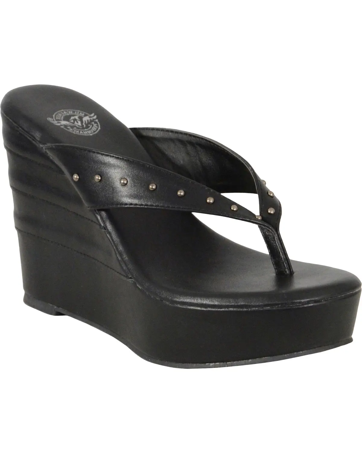 Milwaukee Leather Women's Women'S Studded Wedge Sandals - Mbl9460