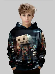 Men's Casual Hooded Sweatshirt Set, Fall & Winter Fitted Sportswear, Random Print Design, Comfortable Outdoor Activities