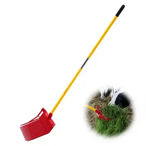 fathersdaygift VEVOR Manure Fork, 18 Angled Tines, Horse Manure Rake with Long Fiberglass Handle, 61 in Durable Plastic Pitchfork Muck Rake Tool for Gardening Horse Stall Stable Grass Hay Cleaning Farm Work