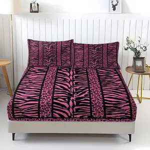 Zebra-Patterned Fitted Sheet, Soft And Comfortable Bedding Set (1 Sheet + 2 Pillowcases, Without Pillow Core), Suitable For Teenagers, Young Adults, Fashion Enthusiasts, Bedroom, Dormitory, Apartment Scenarios
