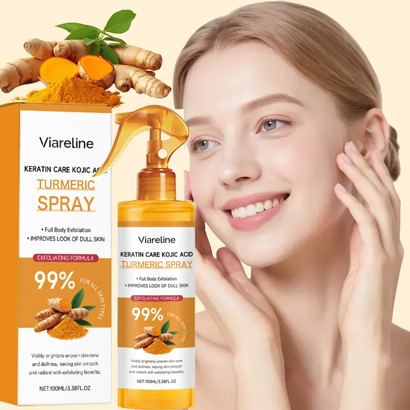 Kojic Acid & Turmeric Exfoliating Spray, Body Exfoliant, Improves Dull & Uneven Skin Tone, Creates Smooth Radiant Skin, Suitable For All Skin Types
