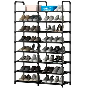 ERKE Christmas SALE 8 Tier Tall Shoe Rack Organizer Non-Woven Fabric Sturdy Storage Shelf for Bedroom Entryway Multilayer Display Dustproof Stackable Waterproof Plastic Shoes Rack tiktokshopspringglowup