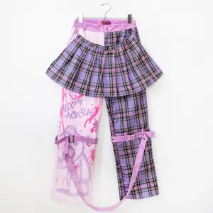 Gloomy Bear Pastel Pink & Purple Checkered Punk Rock, Emo, Rave Pants