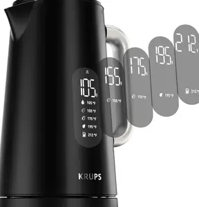 KRUPS Smart Temp Electric Kettle: 1.7L Capacity, 5 Precise Temperature Settings, Digital Display, Cool-Touch Exterior, Cordless Design for Tea and Coffee Lovers
