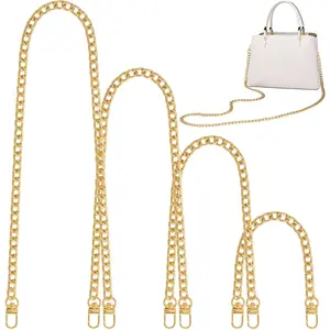 4 Sizes Flat Purse Chain Strap Crossbody Bag Replacement Strap with Metal Buckles(47.2/31.5/15.7/7.9 Inches, Gold)