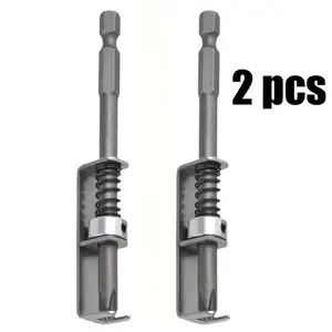 2 Pcs Spring-Loaded Screw Holder Clips – Anti-drop screwdriver bit holders with spring clamp design. Ergonomic locking mechanism for one-hand use, universal tool accessory for secure screw positioning during drilling and repair.