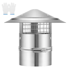 VIVOHOME Cone Top Chimney Cap with Screen, Round Roof Rain Chimney Cover, Galvanized Steel Fireplace Exhaust Cap, Adjustable Roof Cap for Vent
