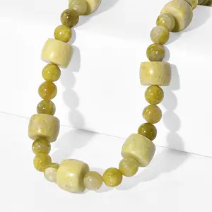 Lemon Jasper 445.00 ctw Beaded Necklace in Platinum Plated 18 Inches