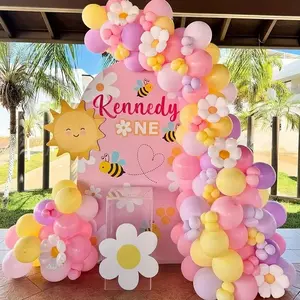 138pcs Macaron Balloon String Set, Rose Daisy, Wedding Anniversary Gender Reveal Birthday Mother's Day Graduation Decor, Balloon Arch Decoration