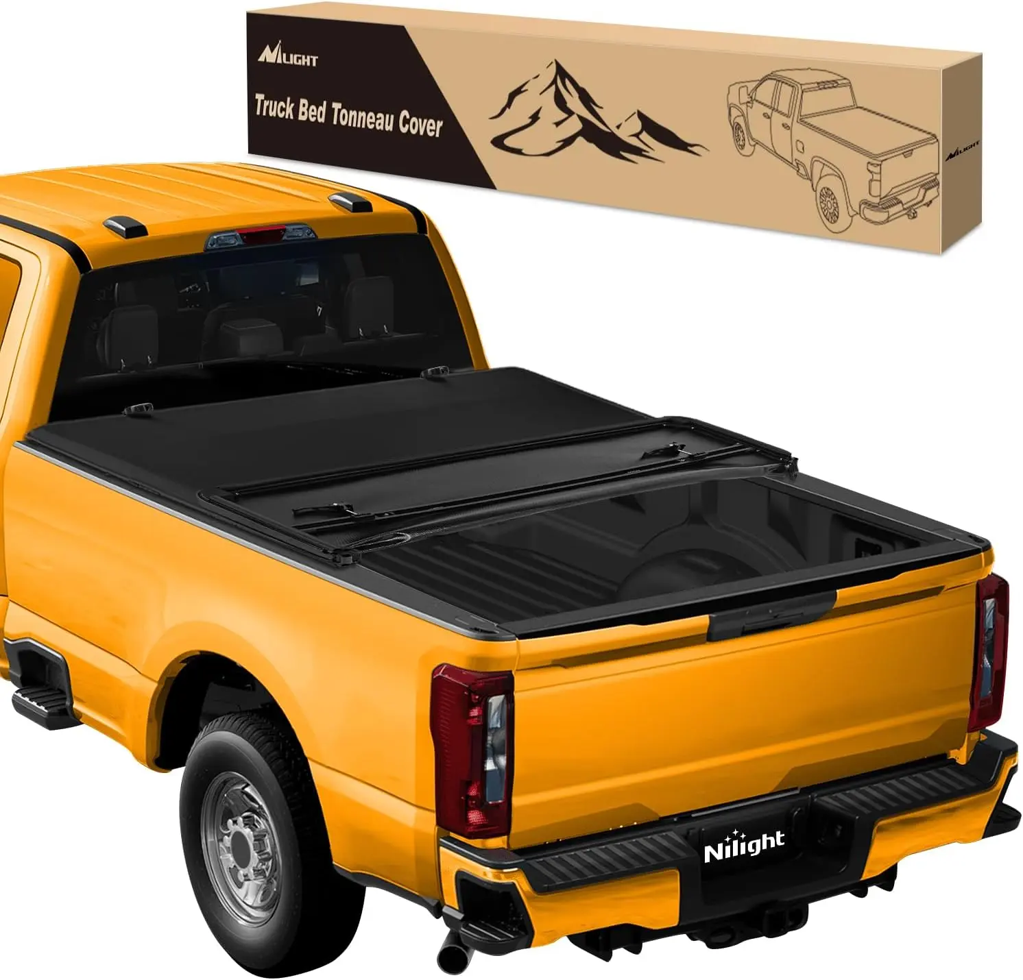 Nilight Soft Tri-Fold Heavy Duty Waterproof Pickup Truck Bed Tonneau Cover - PVC Top Layer, Easy Installation, All Weather Car Protector Cover, Long-Term Service - Compatible with 1999-2024 Ford F250-F350 Super Duty (6.75ft Bed)