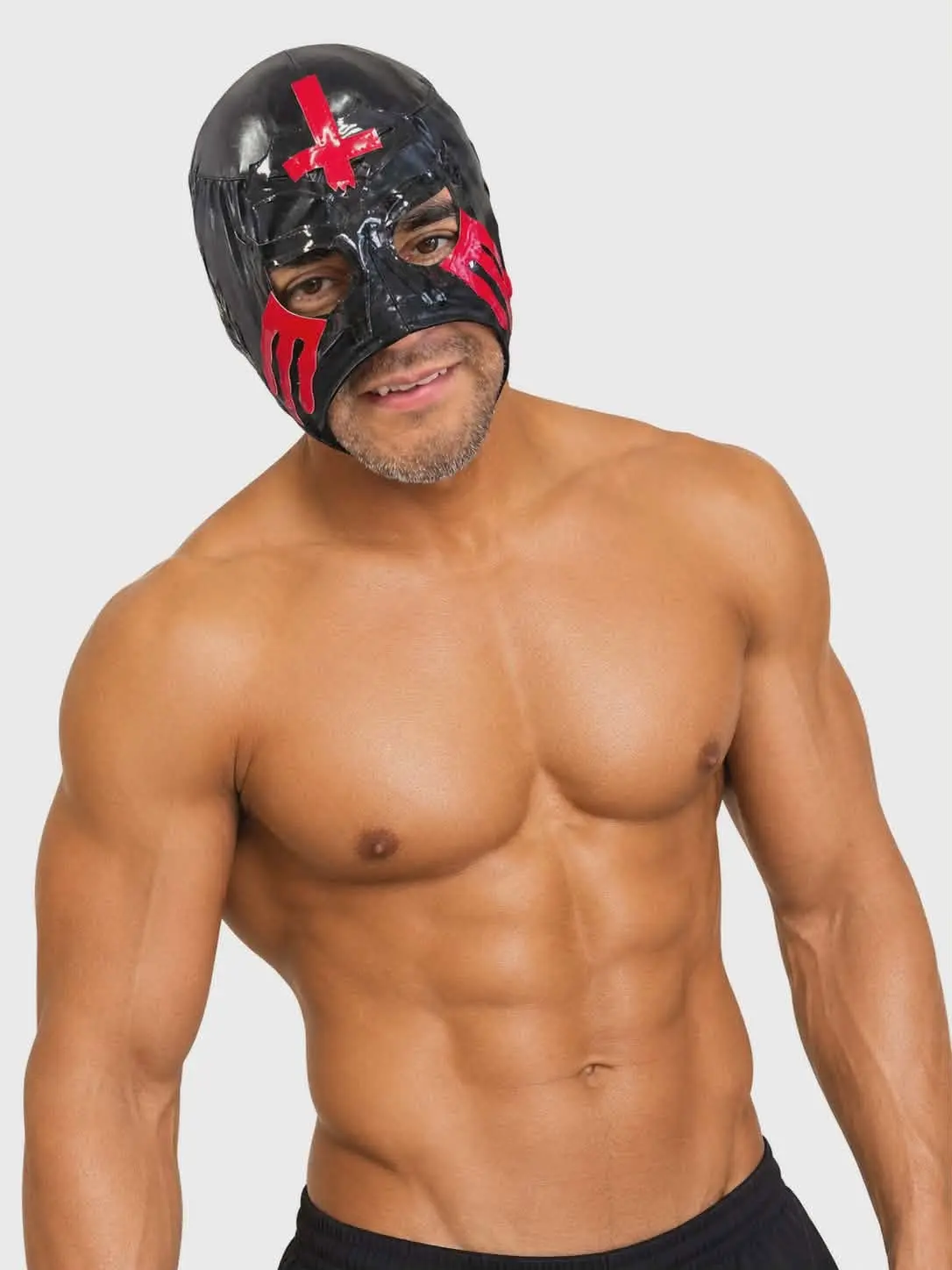 Soberano Jr Mexican Wrestling Adult Black Elastane Mask - Character-Based Mask Design, Wrestling Culture Accessories for Festival Events & Cosplay Use