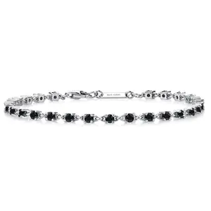 Black Onyx Tennis Bracelet for Women in 925 Sterling Silver | 1.62 Cttw | Round 2.5MM | Gemstone December Birthstone | 7 Inch