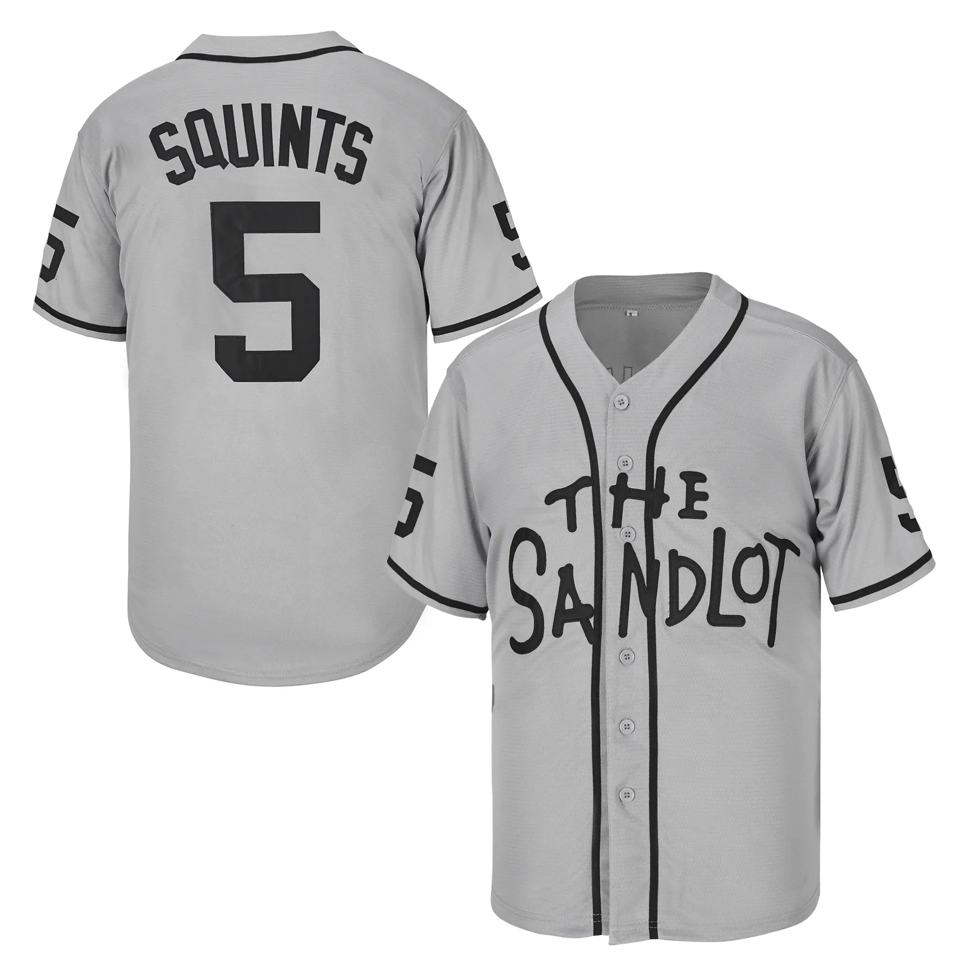 Men's Stitched Baseball Jersey, Sandlot #5 Squints Movie Replica, Male Short Sleeve Top for Casual Wear, Jersey Top, Sportswear Top