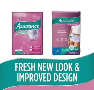 Assurance Women's Incontinence & Postpartum Underwear, L, Maximum Absorbency (36 Count), Large, Light Lavender