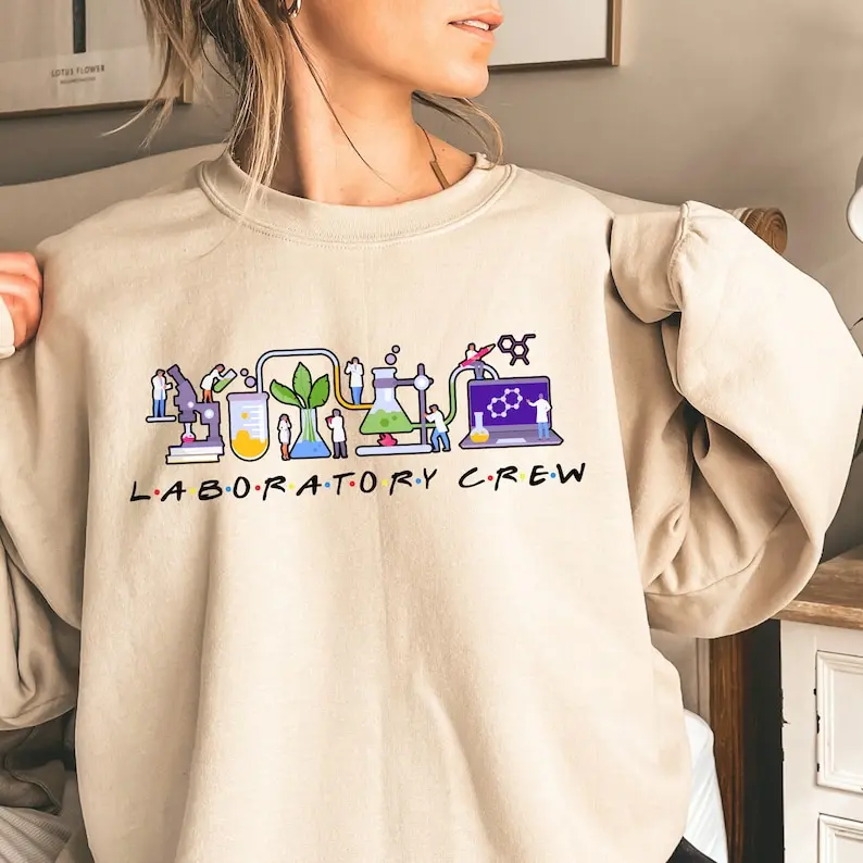Women's Cotton Fabric Casual Lab Crew Sweatshirt Top, Unisex Lab Tech Outfit, Ideal Gift for Chemistry Teachers