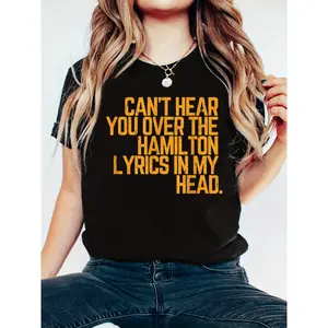 Vintage Historic Hamilton Quote T-Shirt - 100% Cotton Printed Short Sleeve T-Shirt Top - Casual Sport Style - Comfortable & Breathable For Summer, Spring