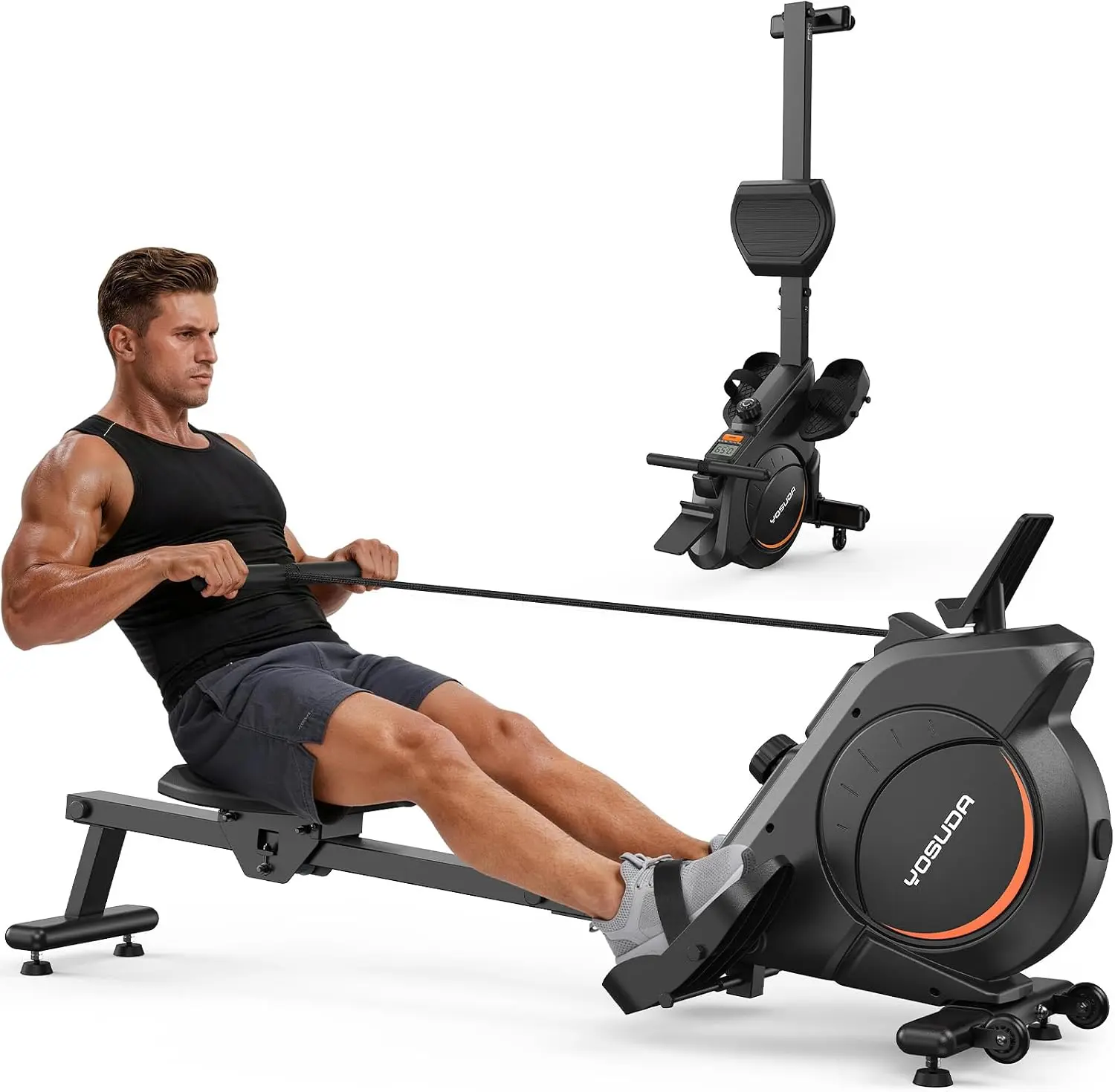 FED Fitness Yosuda Series RM3 Rowing Machine for Home, Magnetic Rower Machine for Beginners to Athletes, Use with Resistance Adjustment Function, Bluetooth, App Supported, LCD Monitor, and Comfortable Seat Cushion