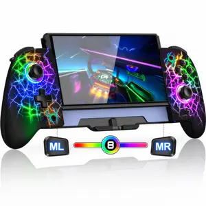 Switch Controllers, Hall Effect Joystick (No Drift) Switch Joypad for Nintendo Switch/OLED, Full-Size Grip Wireless Switch Pro Controller with 9 Color Lights. Ideal for Those Who Prefer Handheld Mode