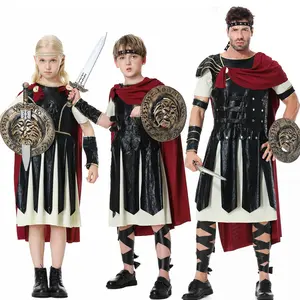 Halloween cosplay parent-child outfits, ancient Greek and Roman warrior costume with sword, Spartan warrior costume for both men and women