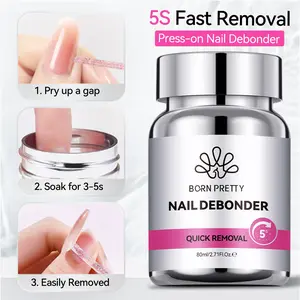 Born Pretty Nail Polish Remover, Nail Art Remover, Nail Glue Remover, Press-On Nails, 80ML, Easy Gel & Acrylic Removal, Liquid Formula, No Ca Prop 65 Warning