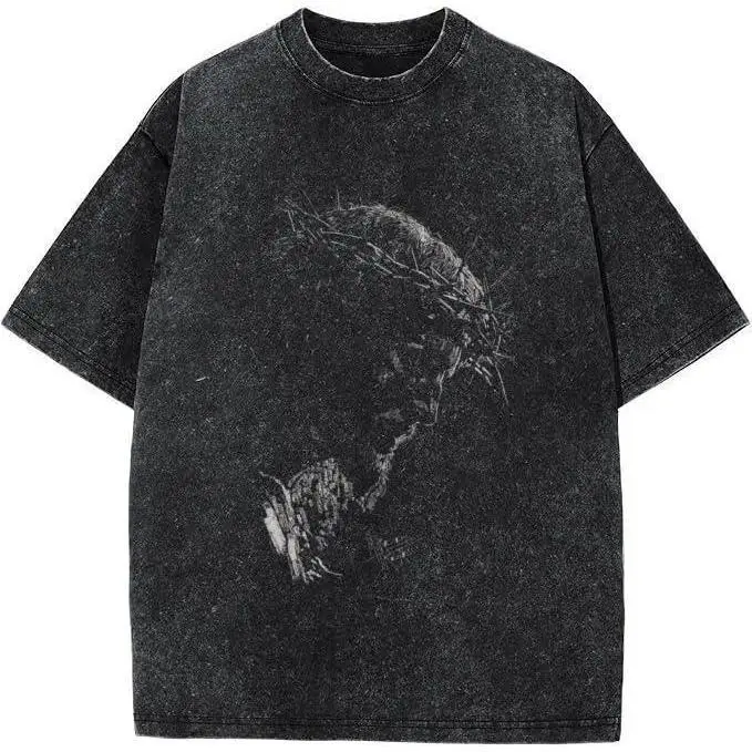 Oversize Jesus Acid Wash Shirt, Unisex God Tee, Christian Shirt, Streetwear Style