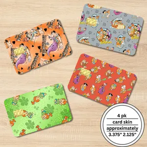 Retro Cartoon Inspired Holographic Card Skin 4 Pack Vintage Aesthetic Wallet Decor Cute Pastel Rainbow Designs Easy Peel & Stick Gift Idea for Teens & Collectors