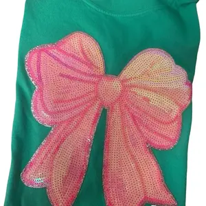 Pink Sequin Bow Comfort Color T Shirt