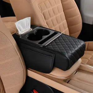 Car Multifunctional Four in one armrest Box Height pad Center armrest Cup Holder Tissue Box armrest Box Storage Bag Cup Storage Box